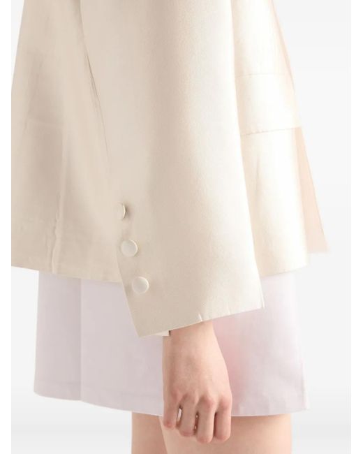 Prada Natural Three-Button Flap-Pocket Jacket