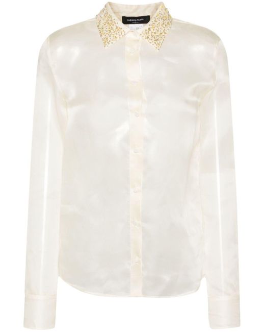 Camisa con detalles de cristales Fabiana Filippi de color White