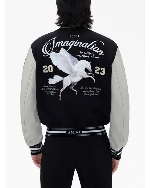 Amiri Black Logo Patch Varsity Bomber Jacket for men