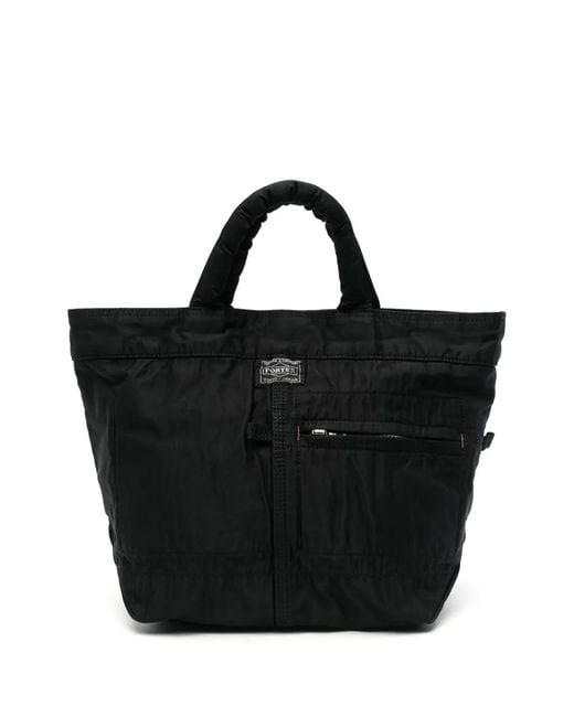 Porter-Yoshida and Co Black Press-Stud Tote Bag for men