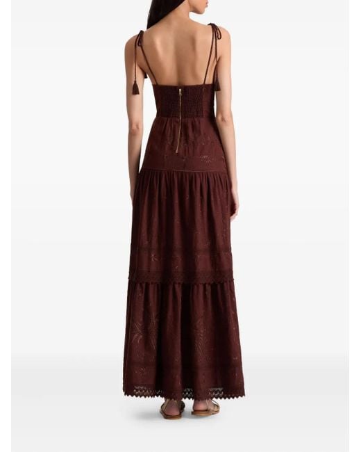 Alice + Olivia Purple Minka Tie-Front Embroidered Maxi Day Dress