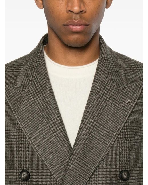Tagliatore Gray Manteau Croisé À Carreaux Prince De Galles for men