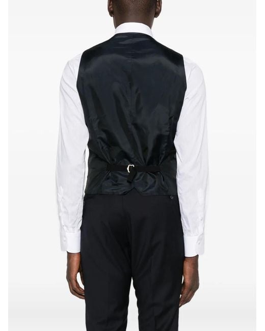 Tagliatore Blue Button-Fastening Sleeveless Waistcoat for men