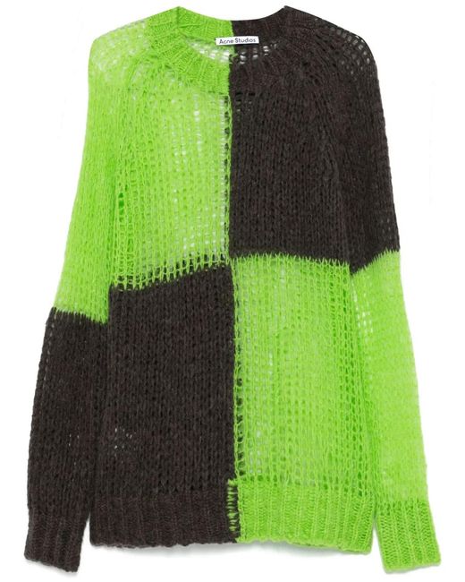 Acne Green Pullover Mit Karomuster