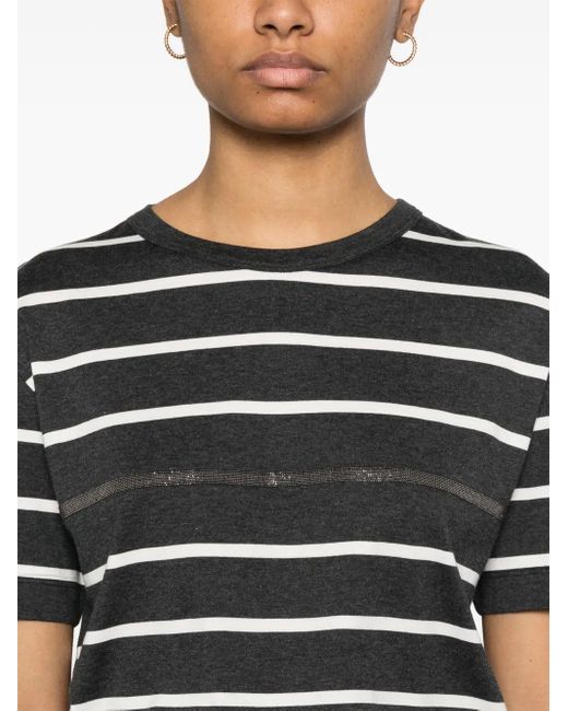 Brunello Cucinelli ストライプ Tシャツ Black