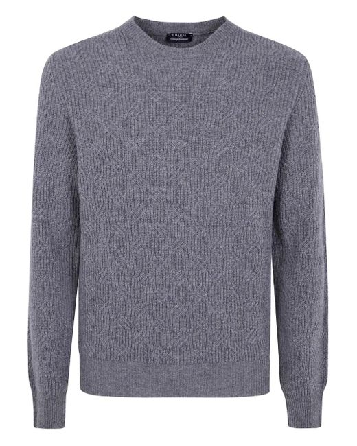Barba Napoli Blue Cable-Knit Sweater for men