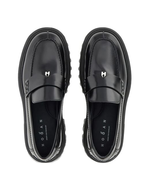 Hogan Black Leather Loafers