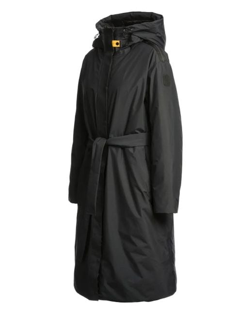 Parajumpers Black Hooded Belted Coat