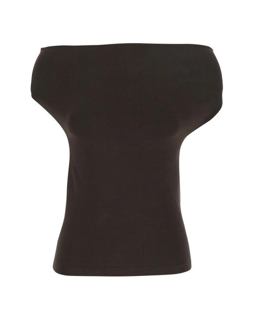 Semicouture Black Angels Shoulder-Pad Top