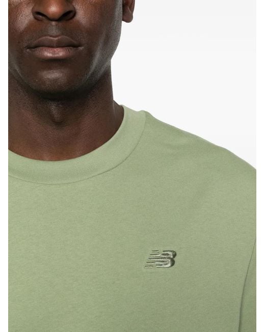 New Balance Green Athletics Cotton T-Shirt for men