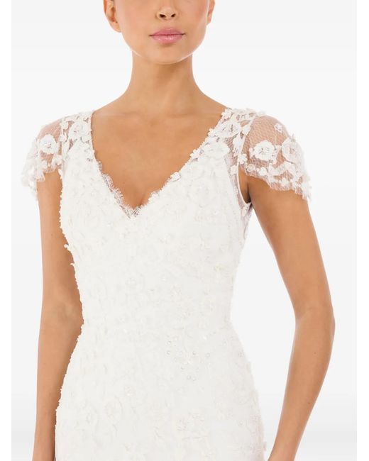 Jenny Packham White Sweet Juliet Floral-Lace Maxi Dress