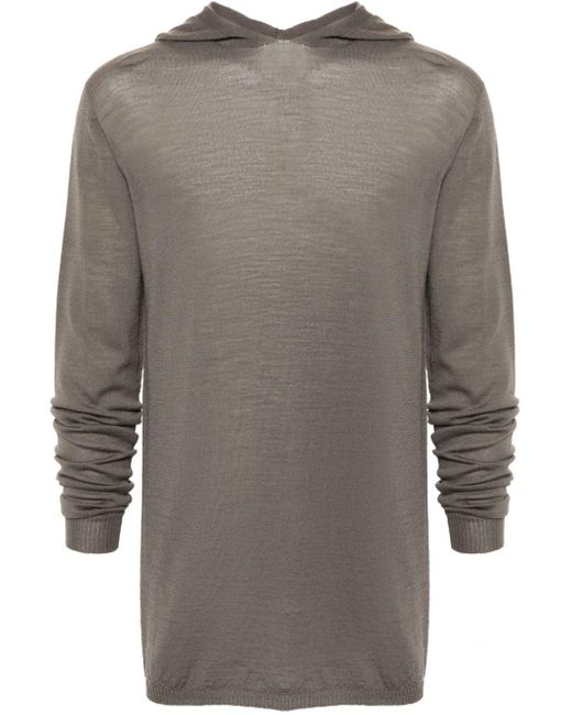 Rick Owens Gray Long-sleeve Knitted Hoodie for men