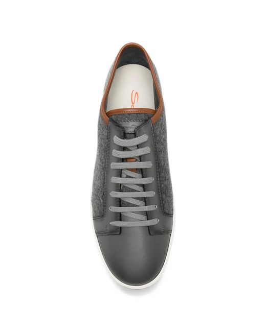 Santoni White Clean Icon Cashmere Sneakers for men