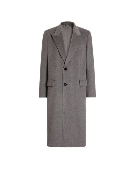 Dolce & Gabbana Gray Double-Breasted Cashmere Coat for men