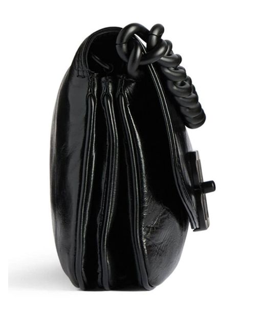 Balenciaga Black Schultertasche mit Logo-Schild