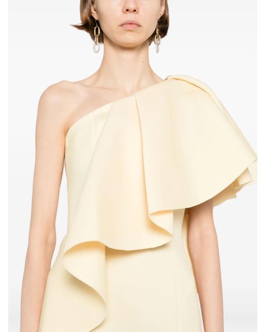 Saiid Kobeisy White Ruffled Scuba Dress