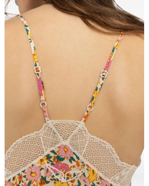 Top con estampado floral y ribete de encaje Zadig & Voltaire de color Orange