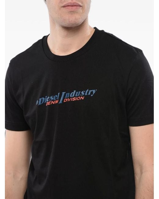 DIESEL Black Logo-Print Crew-Neck T-Shirt for men