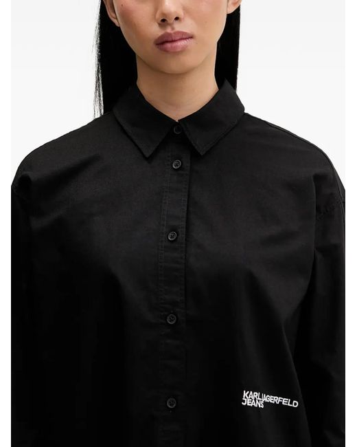 Karl Lagerfeld Black Buttoned Long-Sleeve Shirt
