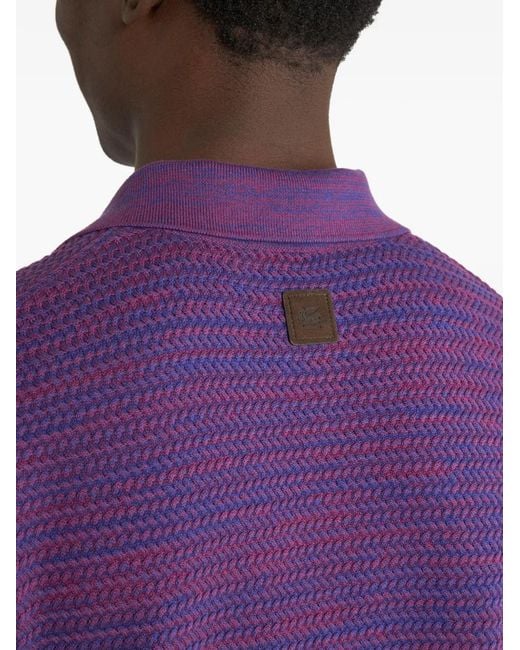 Etro Purple V-Neck Short-Sleeved Knitted Sweater for men