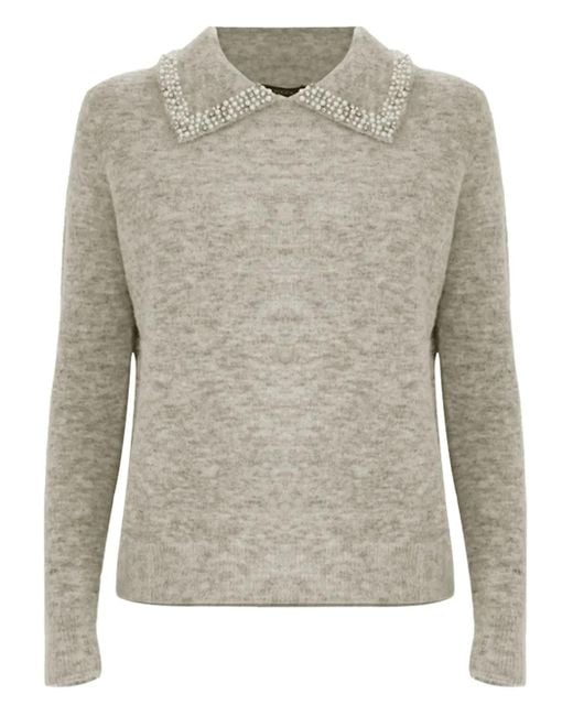Pull Aralda À Col Orné De Perles Kocca en coloris Gray