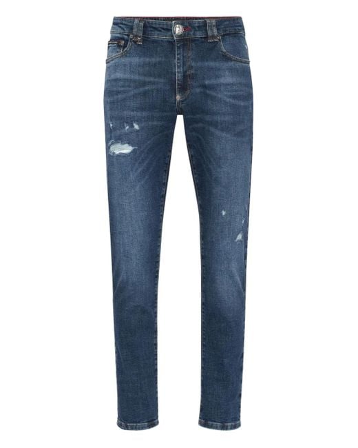 Philipp Plein Blue Jean À Poches Multiples for men