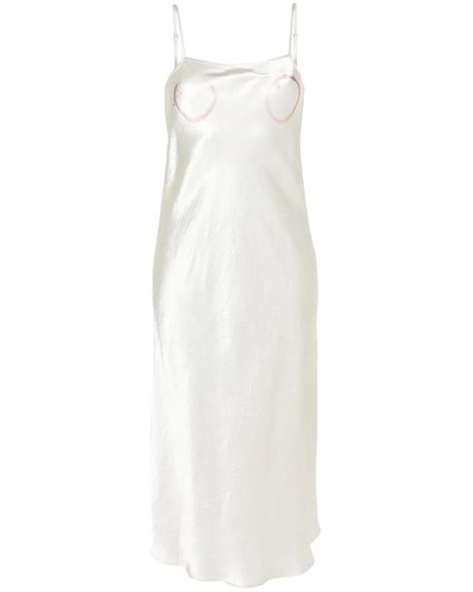 Puppets and Puppets White Wine Ring Crinkled-Satin Dress