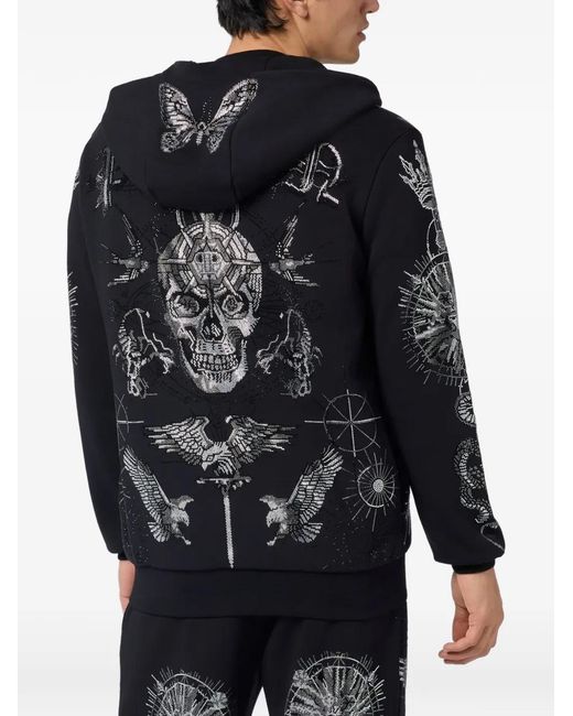 Philipp Plein メンズ ブラック ジップアップ パーカーの通販はau PAY