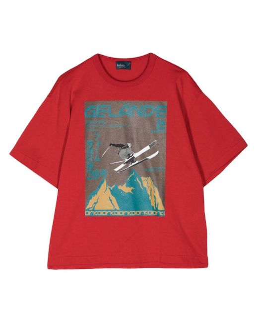 Graphic-print cotton T-shirt Kolor en coloris Red
