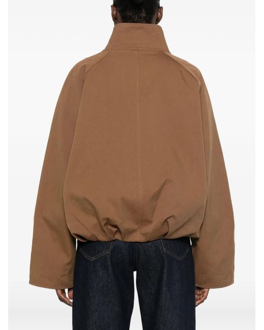 ELEH Brown Button-Up High-Neck Jacket