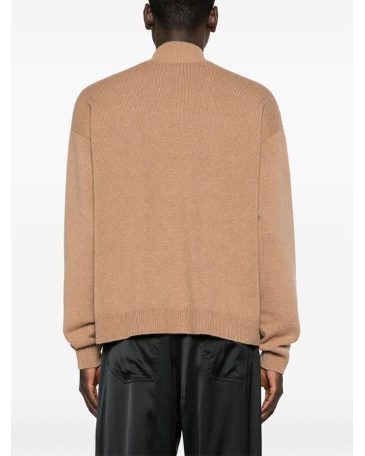 Balenciaga Gerippter Pullover mit Stehkragen in Brown für Herren