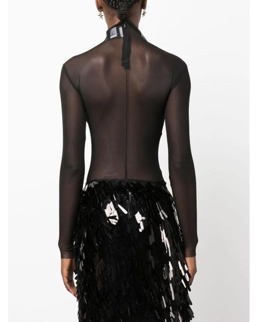 Atu Body Couture Black Panelled Mesh Bodysuit