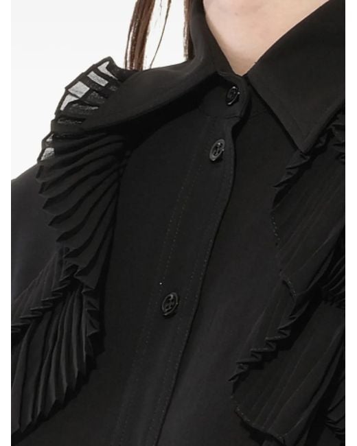 Givenchy Black Ruffled Transparent Blouse