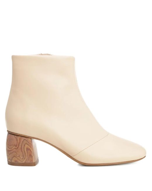 Forte Forte Natural Leather Wood-Heel Boots