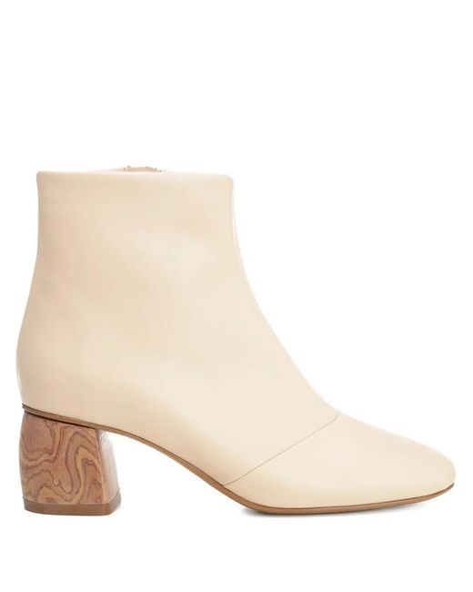 Forte_forte Natural Leather Wood-Heel Boots