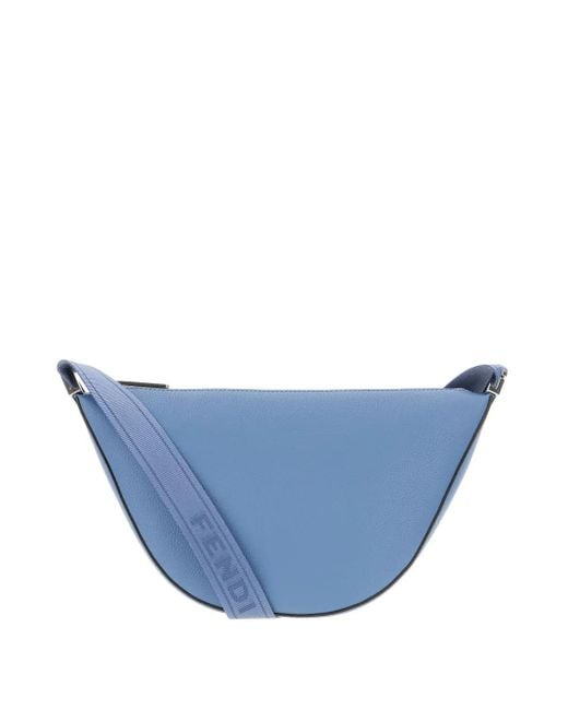Fendi Blue Curved Leather Shoulder Bag for men