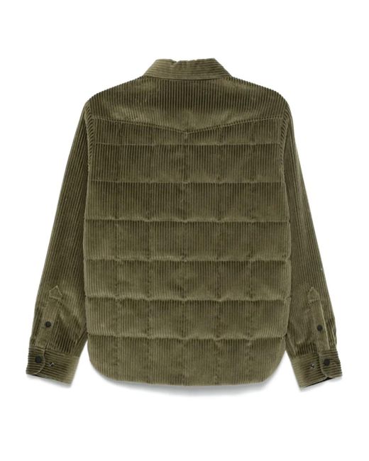 Moncler Green Corduroy Padded Down Jacket for men