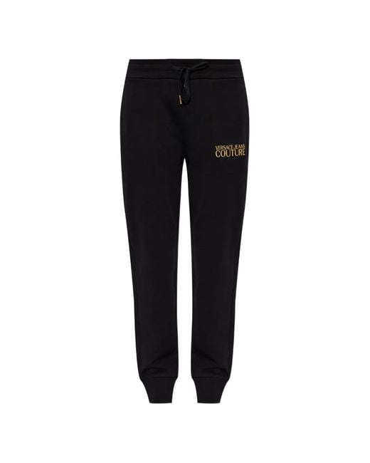 Versace Jeans Couture Black Pantalon De Jogging À Logo Brodé