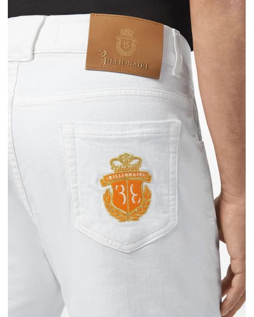 Billionaire White Jean Classique À Détail De Blason for men