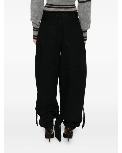 The Attico Black Voluminous Jeans With Unique Ties