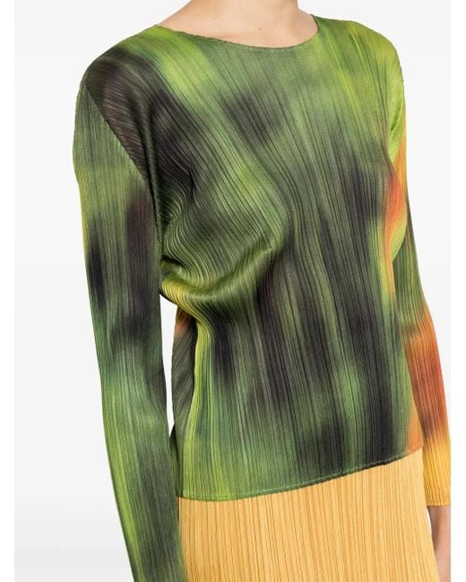 Pleats Please Issey Miyake Turnip & Spinach Plissé Top in Green | Lyst