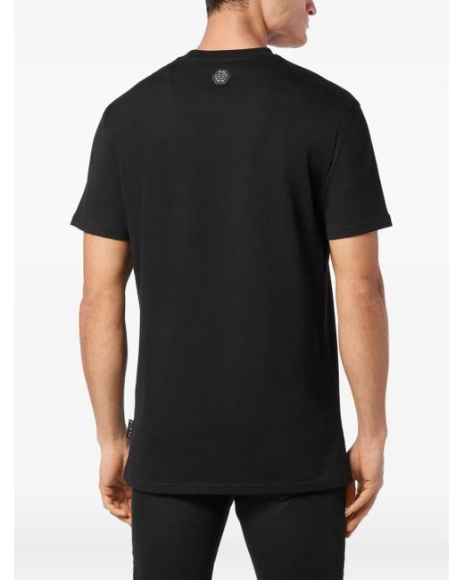 Philipp Plein Black T-Shirt Round Neck Ss Plein Coursive for men