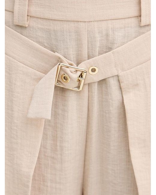 SIMONA CORSELLINI Natural Buckled Pleated Shorts