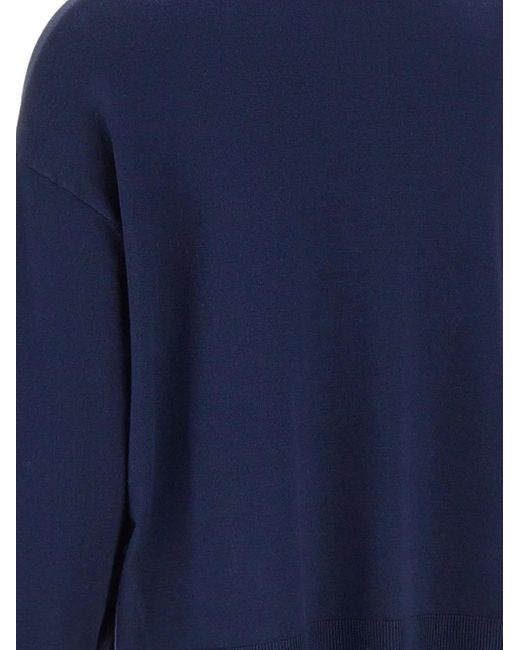 Kaos Blue Ribbed Slits Sweater