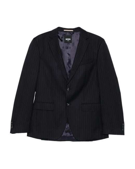 Boss Blue Pinstripe Wool Suit for men