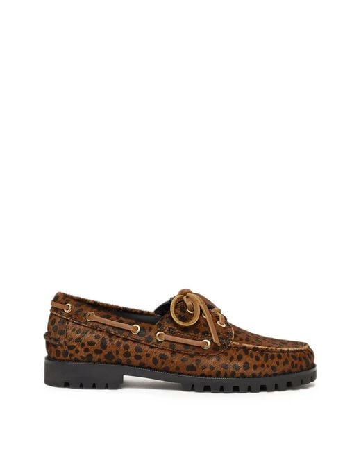 G.H.BASS Brown Mallorie Camp Moc Cheetah-Print Loafers