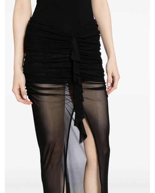 De La Vali Black Tiramisu Semi-sheer Skirt