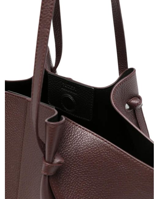 Yuzefi Brown Mochi Grained Leather Tote Bag