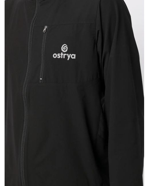 Ostrya Black Logo-Print Hooded Jacket for men