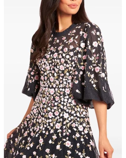 Needle & Thread Sylvia Maxi-Jurk Met Bloemenprint in het Black